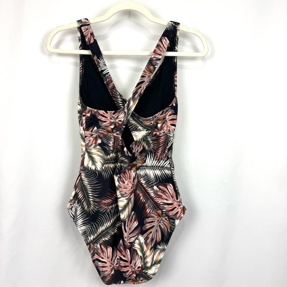 Hurley S Tropical Palm Leaves Print One Piece Swimsuit Cross Cross Back Beachy - Picture 4 of 12
